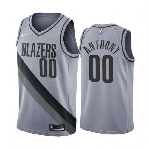 Portland Trail Portland Trail Blazers #00 Carmelo Anthony Gray Swingman 2020-21 Earned Edition Jersey Mens
