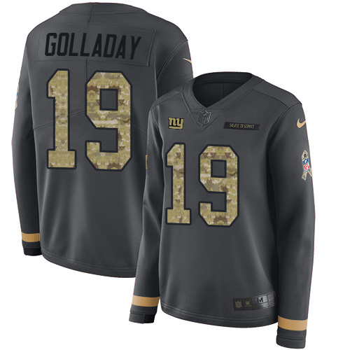 New York Giants #19 Kenny Golladay Anthracite Salute to Service Women's Stitched Limited Therma Long Sleeve Jersey Womens