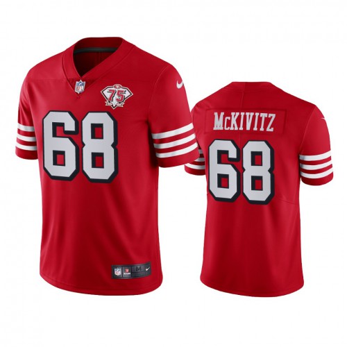 San Francisco 49ers #68 Colton Mckivitz Red Rush Men's 75th Anniversary Stitched Vapor Untouchable Limited Jersey Men's
