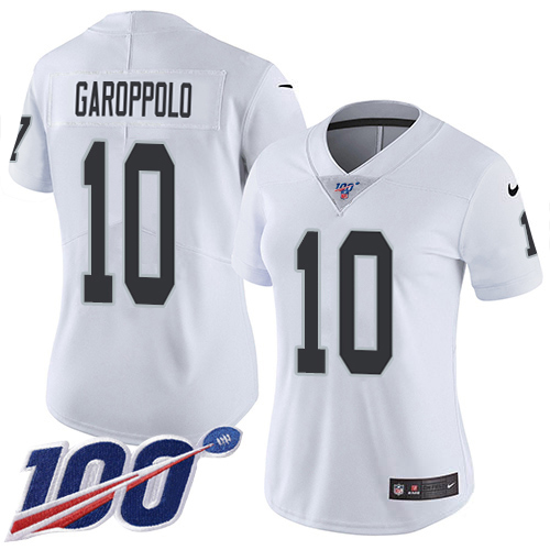 Raiders #10 Jimmy Garoppolo White Women's Stitched 100th Season Vapor Untouchable Limited Jersey