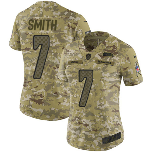 Seahawks #7 Geno Smith Camo Women's Stitched Limited 2018 Salute To Service Jersey