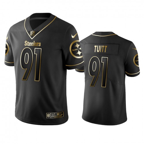 Pittsburgh Steelers #91 Stephon Tuitt Black Golden Limited Edition Stitched Jersey Men's