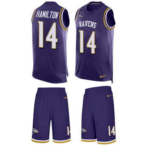 Ravens #14 Kyle Hamilton Purple Team Color Men's Stitched Limited Tank Top Suit Jersey