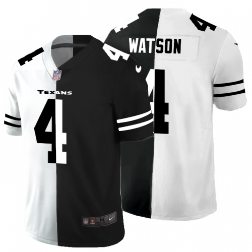 Houston Houston Texans #4 Deshaun Watson Men's Black V White Peace Split Vapor Untouchable Limited Jersey Men's