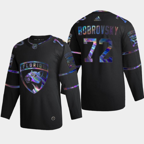 Florida Florida Panthers #72 Sergei Bobrovsky Men's Iridescent Holographic Collection Jersey - Black Men's