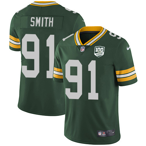 Green Bay Packers #91 Preston Smith Green Team Color Youth 100th Season Stitched Vapor Untouchable Limited Jersey Youth