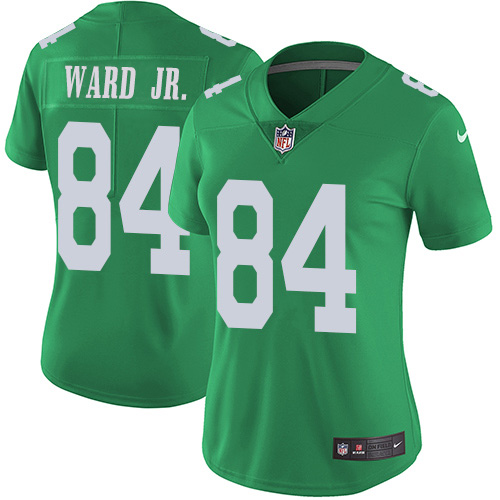 Philadelphia Eagles #84 Greg Ward Jr. Green Women's Stitched Limited Rush Jersey Womens