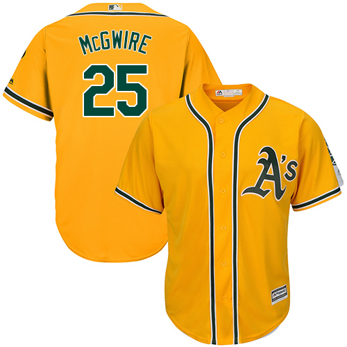 Oakland Athletics #25 Mark McGwire Gold Cool Base Stitched Youth Jersey Youth