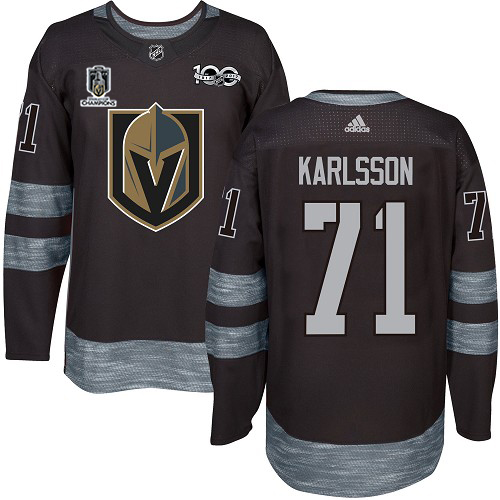 Adidas Golden Knights #71 William Karlsson Black 2023 Stanley Cup Champions 100th Anniversary Stitched Jersey