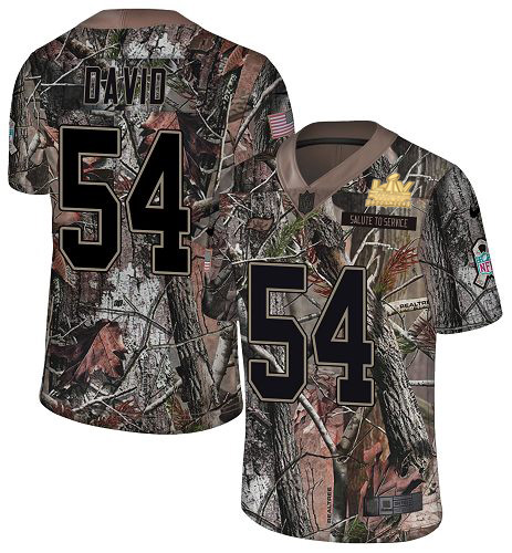 Buccaneers #54 Lavonte David Camo Youth Super Bowl LV Champions Patch Stitched Limited Rush Realtree Jersey