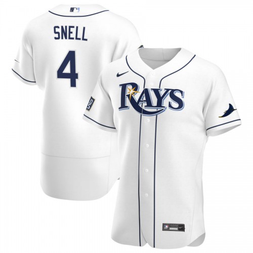 Tampa Bay Tampa Bay Rays #4 Blake Snell Men's White Home 2020 World Series Bound Authentic Player Jersey Men's