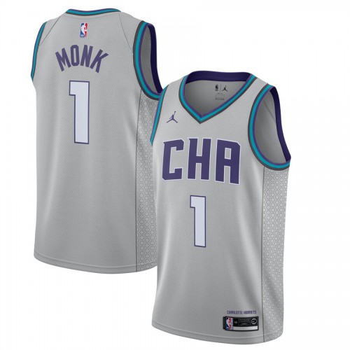 Mens Charlotte Charlotte Hornets #1 Malik Monk Jordan Brand Gray 2019-20 Finished City Edition Swingman Jersey Mens