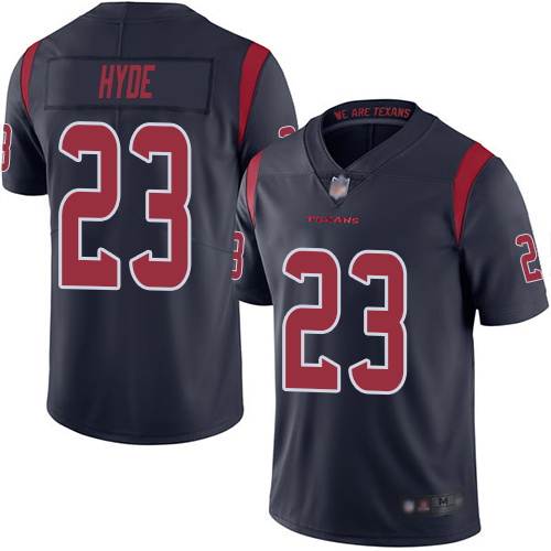 Houston Texans #23 Carlos Hyde Navy Blue Men's Stitched Limited Rush Jersey Men's