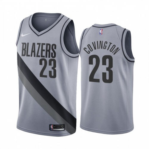 Portland Trail Portland Trail Blazers #23 Robert Covington Gray Swingman 2020-21 Earned Edition Jersey Mens