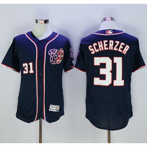 Washington Nationals #31 Max Scherzer Navy Blue Flexbase Authentic Collection Stitched Jersey Men's