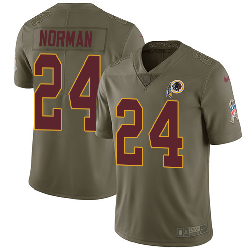 Washington Commanders #24 Josh Norman Olive Youth Stitched Limited 2017 Salute to Service Jersey Youth