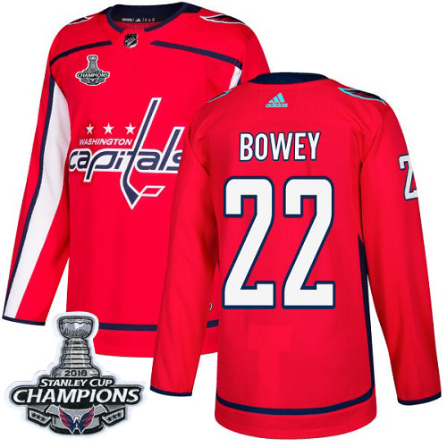 Adidas Washington Capitals #22 Madison Bowey Red Home Authentic Stanley Cup Final Champions Stitched Jersey Men's