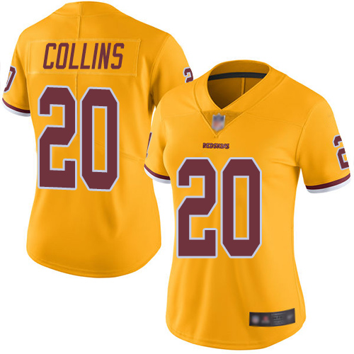 Washington Commanders #20 Landon Collins Gold Women's Stitched Limited Rush Jersey Womens