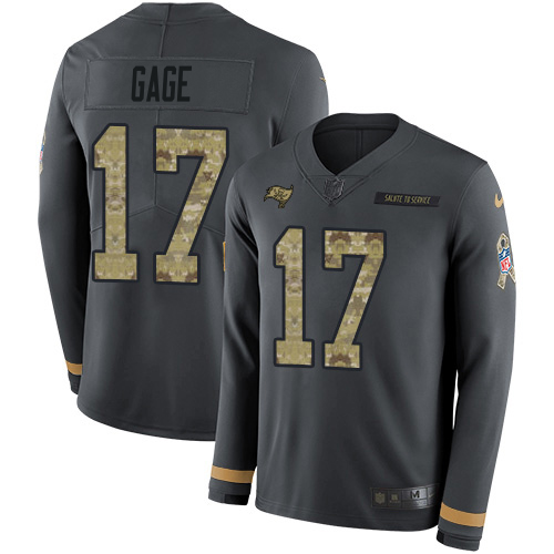 Buccaneers #17 Russell Gage Anthracite Salute To Service Youth Stitched Limited Therma Long Sleeve Jersey