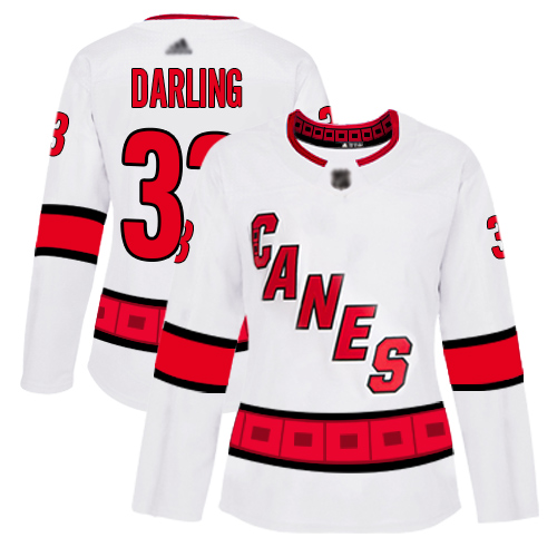 Adidas Carolina Hurricanes #33 Scott Darling White Road Authentic Women's Stitched Jersey Womens