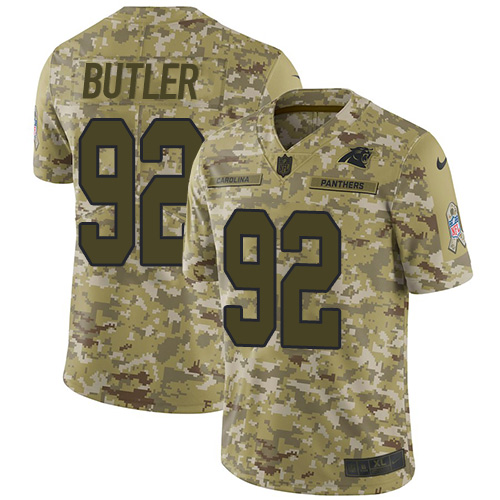 Carolina Panthers #92 Vernon Butler Camo Youth Stitched Limited 2018 Salute to Service Jersey Youth