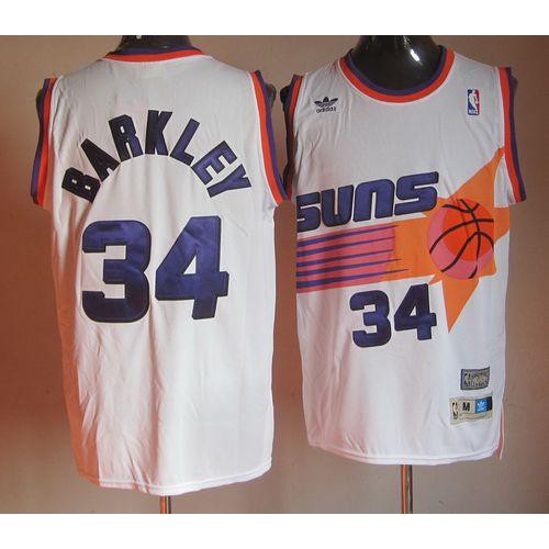 Mitchell & Ness Phoenix Suns #34 Charles Barkley Stitched White Throwback Jersey Mens