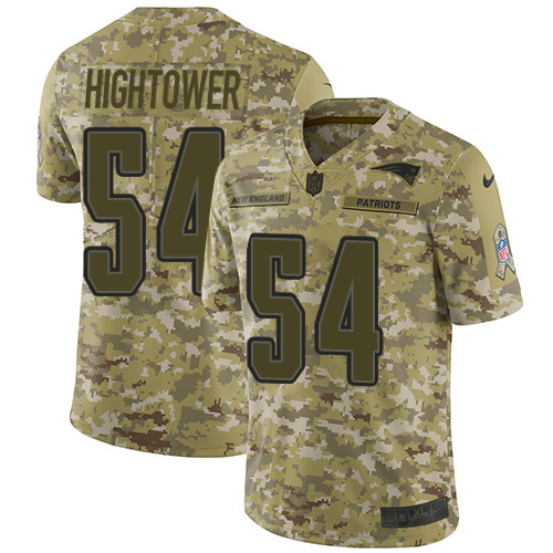New England Patriots #54 Dont'a Hightower Camo Men's Stitched Limited 2018 Salute To Service Jersey Men's
