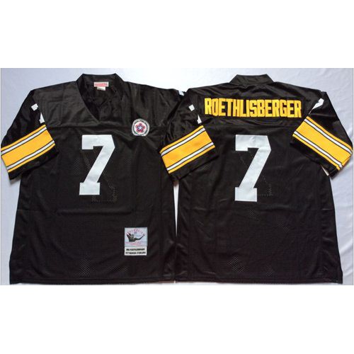Mitchell And Ness Pittsburgh Steelers #7 Ben Roethlisberger Black Throwback Stitched Jersey Men's