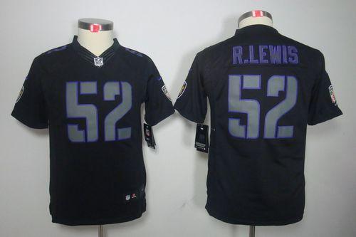 Ravens #52 Ray Lewis Black Impact Youth Stitched Limited Jersey