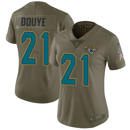 Jacksonville Jaguars #21 A.J. Bouye Olive Women's Stitched Limited 2017 Salute to Service Jersey Womens