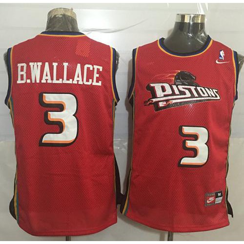 Detroit Pistons #3 Ben Wallace Red Throwback Stitched Jersey Mens