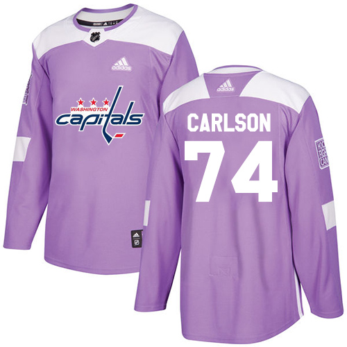 Adidas Washington Capitals #74 John Carlson Purple Authentic Fights Cancer Stitched Youth Jersey Youth