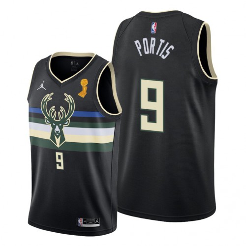 Milwaukee Milwaukee Bucks #9 Bobby Portis 2021 Finals Champions Swingman Statement Edition Jersey Black Mens