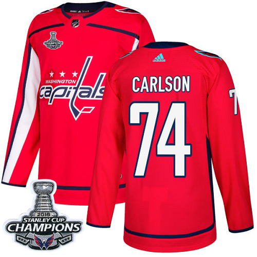 Adidas Washington Capitals #74 John Carlson Red Home Authentic Stanley Cup Final Champions Stitched Jersey Men's