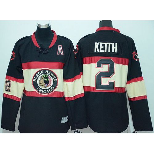 Chicago Blackhawks #2 Duncan Keith Black Stitched New Third Youth Jersey Youth