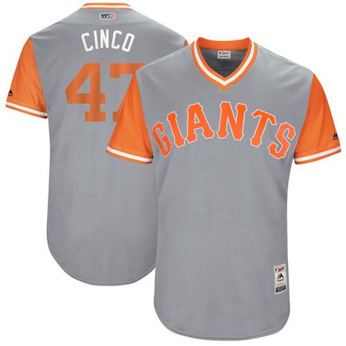 San Francisco Giants #47 Johnny Cueto Gray 