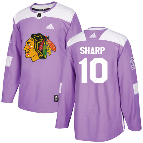Adidas Chicago Blackhawks #10 Patrick Sharp Purple Authentic Fights Cancer Stitched Jersey Men's