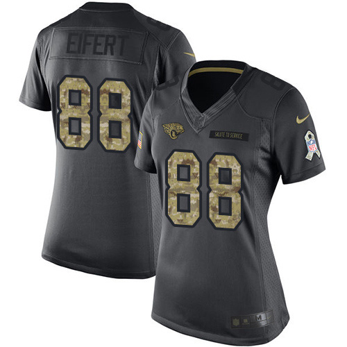 Jacksonville Jaguars #88 Tyler Eifert Black Women's Stitched Limited 2016 Salute to Service Jersey Womens