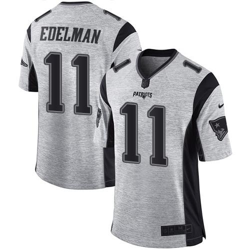 Patriots #11 Julian Edelman Gray Men's Stitched Limited Gridiron Gray II Jersey