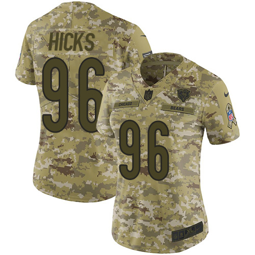 Chicago Bears #96 Akiem Hicks Camo Women's Stitched Limited 2018 Salute to Service Jersey Womens