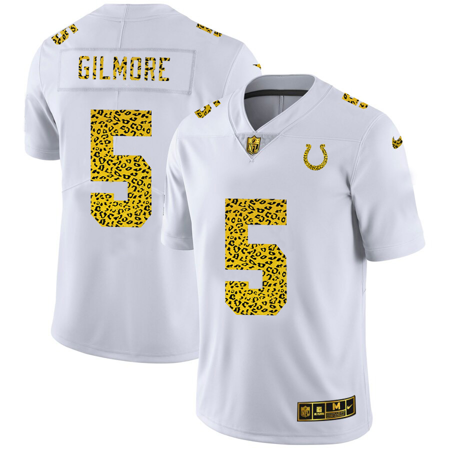 Indianapolis Colts #5 Stephon Gilmore Men's Flocked Leopard Print Vapor Limited Jersey White