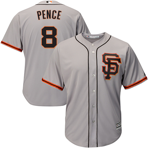 San Francisco Giants 8 Hunter Pence Grey Road 2 Cool Base Stitched Youth Jersey Youth