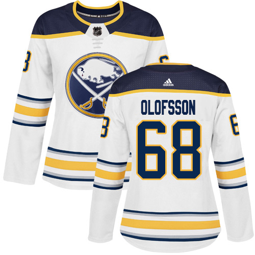 Adidas Buffalo Sabres #68 Victor Olofsson White Road Authentic Women's Stitched Jersey Womens