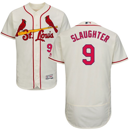 St.Louis Cardinals #9 Enos Slaughter Cream Flexbase Authentic Collection Stitched Jersey Men's