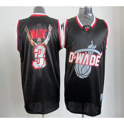 Miami Heat #3 Dwyane Wade Black Majestic Athletic Notorious Fashion Stitched Jersey Mens