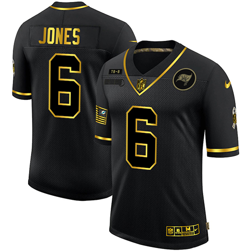 Tampa Bay Buccaneers #6 Julio Jones Men's 2020 Salute To Service Golden Limited Jersey Black