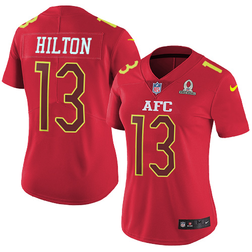 Colts #13 T.Y. Hilton Red Women's Stitched Limited AFC 2017 Pro Bowl Jersey