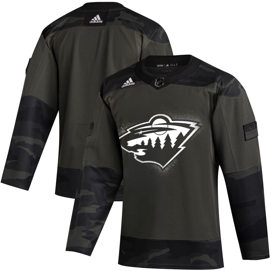 Minnesota Wild Adidas 2019 Veterans Day Authentic Practice Jersey Camo