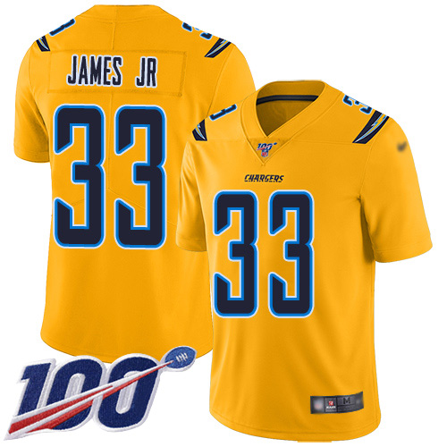 Chargers #33 Derwin James Jr Gold Men's Stitched Limited Inverted Legend 100th Season Jersey