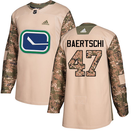 Adidas Vancouver Canucks #47 Sven Baertschi Camo Authentic 2017 Veterans Day Stitched Jersey Men's